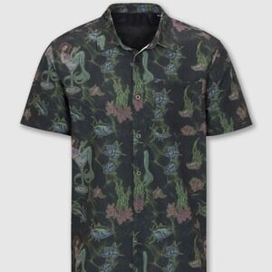 Psycho Tuna Mermaid Mixer Short Sleeve Button Up Shirt‎ Size Medium New in Bag